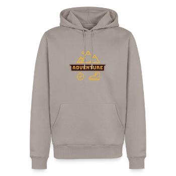 Adventure - Men’s Premium Organic Hoodie - taupe - Front - Nico (187cm)