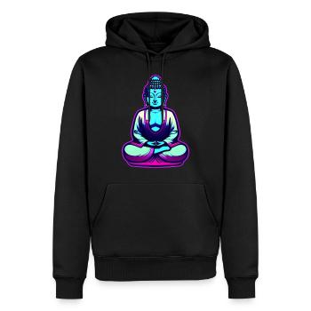 Bouddha coloré en position de yoga - Sweat à capuche Premium bio Homme - noir - Devant - Nico (187cm)