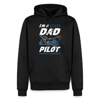 Papa pilote - Sweat à capuche Premium bio Homme - noir - Devant - Nico (187cm)