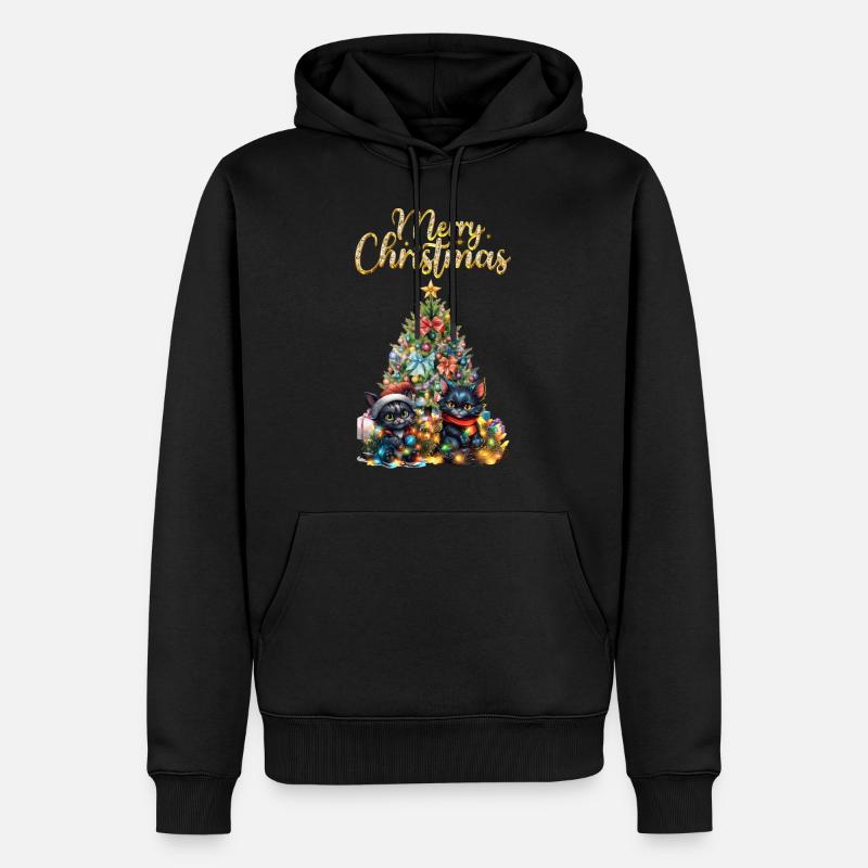 MerryXmasKitten - Sweat à capuche Premium bio Homme - noir