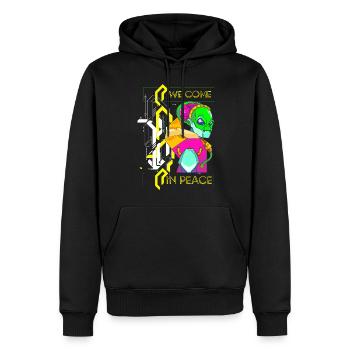 Zukunft Retro Synthwave Scifi - Männer Premium Bio Hoodie - Schwarz - Vorne - Nico (187cm)