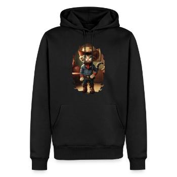 cow 2 - Sweat à capuche Premium bio Homme - noir - Devant - Nico (187cm)