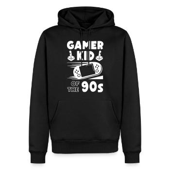 Gamer Kid des années 90 - Sweat à capuche Premium bio Homme - noir - Devant - Nico (187cm)