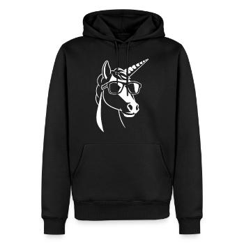 Lustige Einhörner mit Sonnenbrille Cooles Einhorn - Männer Premium Bio Hoodie - Schwarz - Vorne - Nico (187cm)
