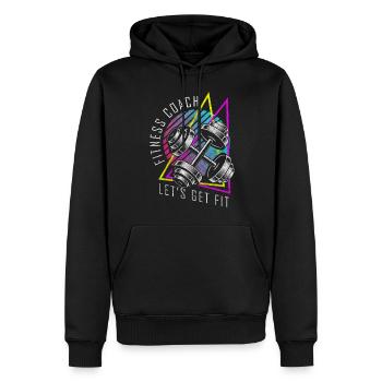 Développé couché de force de l’entraîneur - Sweat à capuche Premium bio Homme - noir - Devant - Nico (187cm)