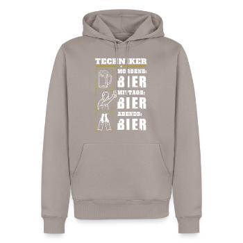 Mon quotidien de technicien - Sweat à capuche Premium bio Homme - taupe - Devant - Nico (187cm)