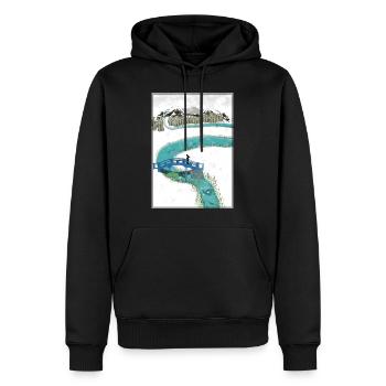 Rivière japonaise - Japanese River - Sweat à capuche Premium bio Homme - noir - Devant - Nico (187cm)