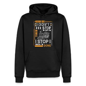 Train Locomotive à vapeur Profession Chef de train - Sweat à capuche Premium bio Homme - noir - Devant - Nico (187cm)