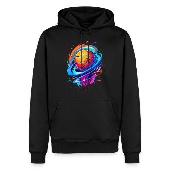 Basketballkörbe Vortex Neon Swirl - Männer Premium Bio Hoodie - Schwarz - Vorne - Nico (187cm)