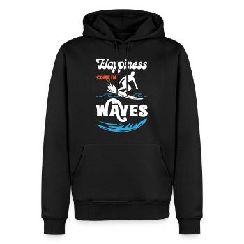 Happiness Comes In Waves Surfing - Männer Premium Bio Hoodie - Schwarz - Vorne - Nico (187cm)