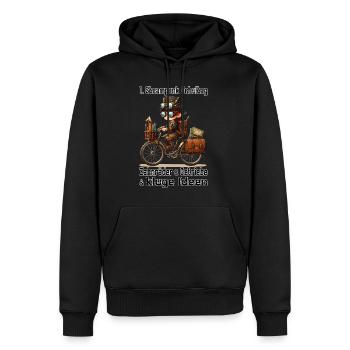 Première journée d’école Steampunk - Sweat à capuche Premium bio Homme - noir - Devant - Nico (187cm)