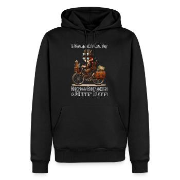 Première journée d’école Steampunk - Sweat à capuche Premium bio Homme - noir - Devant - Nico (187cm)