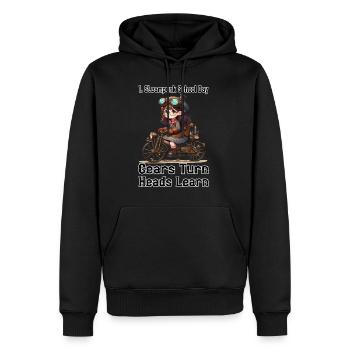 Première journée d’école Steampunk - Sweat à capuche Premium bio Homme - noir - Devant - Nico (187cm)