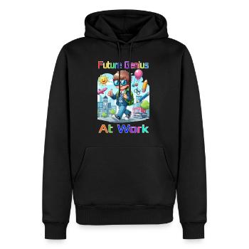 Future Genius at work - Männer Premium Bio Hoodie - Schwarz - Vorne - Nico (187cm)