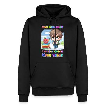 Quels devoirs ? Je croyais que vous aviez dit Home-snack ! - Sweat à capuche Premium bio Homme - noir - Devant - Nico (187cm)