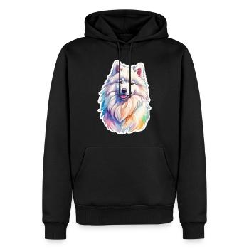 Aquarelles Samoyède - Sweat à capuche Premium bio Homme - noir - Devant - Nico (187cm)