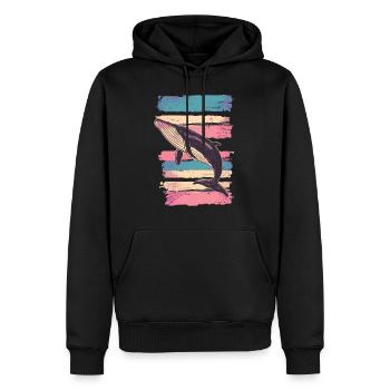 Wal Buckelwal vintage streifen - Männer Premium Bio Hoodie - Schwarz - Vorne - Nico (187cm)
