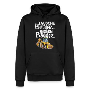 Tausche Bruder Gegen Bagger - Männer Premium Bio Hoodie - Schwarz - Vorne - Nico (187cm)
