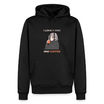 Ich liebe Anime und Kaffee - Manga Stil. - Männer Premium Bio Hoodie - Schwarz - Vorne - Nico (187cm)