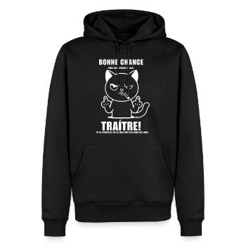 Traitre bonne chance - Sweat à capuche Premium bio Homme - noir - Devant - Nico (187cm)
