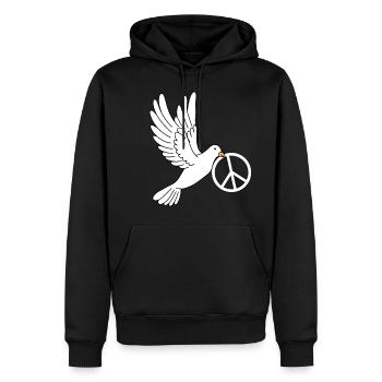 Friedenstaube mit Peacezeichen - Männer Premium Bio Hoodie - Schwarz - Vorne - Nico (187cm)
