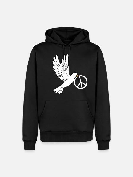 Friedenstaube mit Peacezeichen - Männer Premium Bio Hoodie - Schwarz
