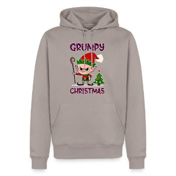 Elfe de Noël - Sweat à capuche Premium bio Homme - taupe - Devant - Nico (187cm)
