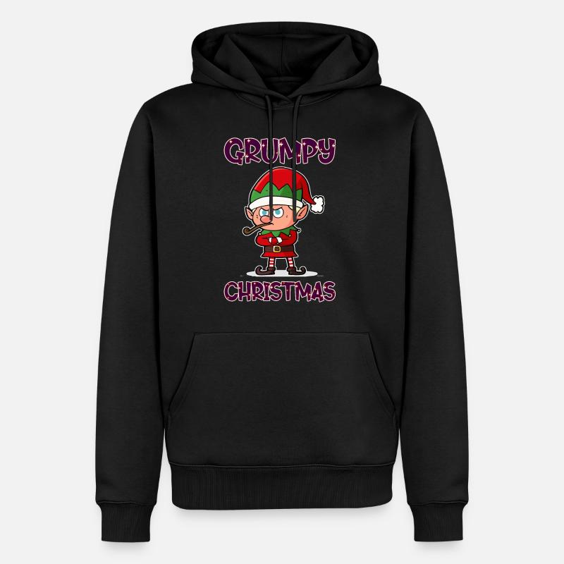 Grumpy Christmas Elf - Männer Premium Bio Hoodie - Schwarz