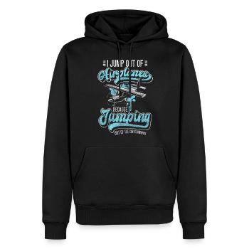 Hauteur de saut en parachute - Sweat à capuche Premium bio Homme - noir - Devant - Nico (187cm)