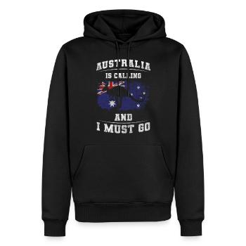 Voyage dans l’Outback Animal Kookaburra - Sweat à capuche Premium bio Homme - noir - Devant - Nico (187cm)
