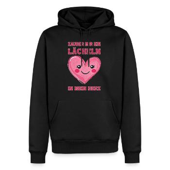 Mets un sourire sur mon cœur - Sweat à capuche Premium bio Homme - noir - Devant - Nico (187cm)