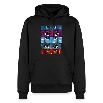 Collage d’yeux d’anime #3 - Sweat à capuche Premium bio Homme - noir - Devant - Nico (187cm)