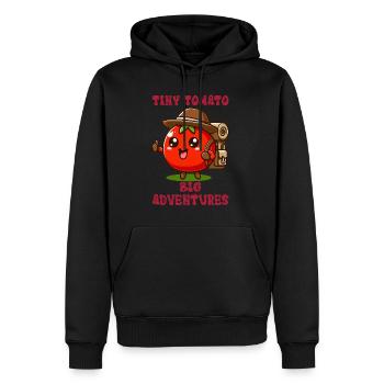 Petite tomate - Grandes aventures - Sweat à capuche Premium bio Homme - noir - Devant - Nico (187cm)