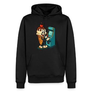 Retro Fun Cream Gamer - Men’s Premium Organic Hoodie - black - Front - Nico (187cm)