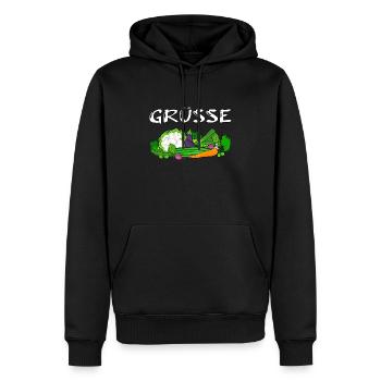 Grüße Gemüse - lustige Begrüßung - Männer Premium Bio Hoodie - Schwarz - Vorne - Nico (187cm)