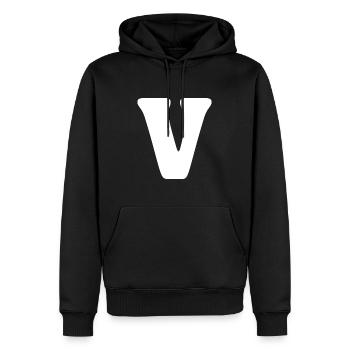 V - Männer Premium Bio Hoodie - Schwarz - Vorne - Nico (187cm)