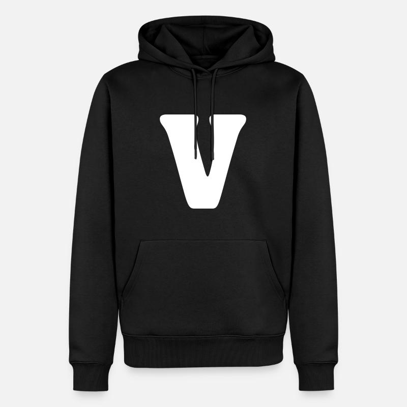 V - Sweat à capuche Premium bio Homme - noir