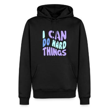 Je peux faire des choses difficiles - Sweat à capuche Premium bio Homme - noir - Devant - Nico (187cm)