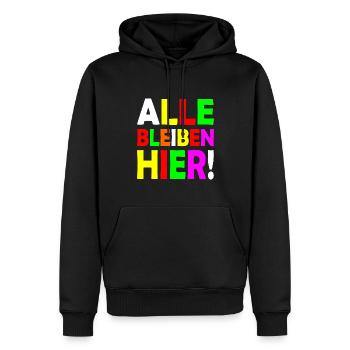 Alle bleiben hier - Männer Premium Bio Hoodie - Schwarz - Vorne - Nico (187cm)