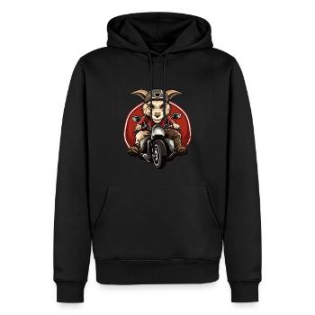 Chèvres Moto / Moto Chèvre - Sweat à capuche Premium bio Homme - noir - Devant - Nico (187cm)