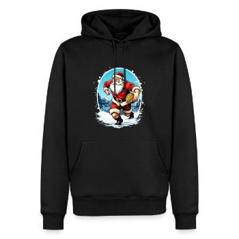 Joueur de rugby du Père Noël - Sweat à capuche Premium bio Homme - noir - Devant - Nico (187cm)
