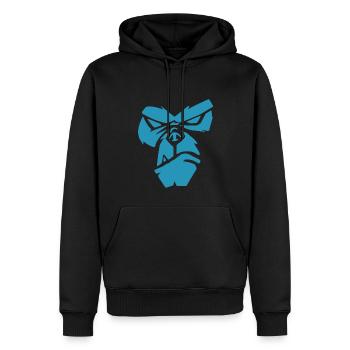 Poker Face | Gorille, Singe, Animaux, Bien-être animal - Sweat à capuche Premium bio Homme - noir - Devant - Nico (187cm)
