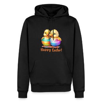 Happy Easter, Easter Egg, Chick, Easter, Funny, Cute - Men’s Premium Organic Hoodie - black - Front - Nico (187cm)