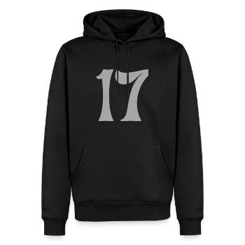 17 - Männer Premium Bio Hoodie - Schwarz - Vorne - Nico (187cm)
