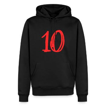 10 JAHRE. 10-JÄHRIGES JUBILÄUM. GEBURTSTAG 10 JAHRE.10 - Männer Premium Bio Hoodie - Schwarz - Vorne - Nico (187cm)