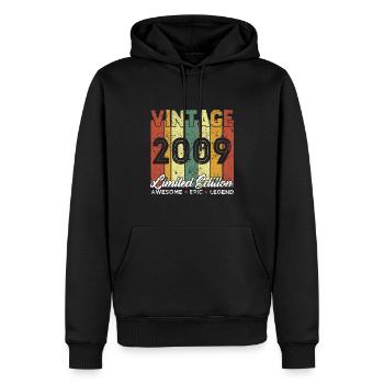 Cadeau D'anniversaire Vintage 2009 Edition limitée - Sweat à capuche Premium bio Homme - noir - Devant - Nico (187cm)