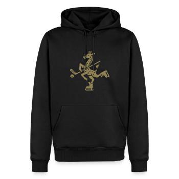 Giraffe Eishockey Silhouette Minimalistischer Puck - Männer Premium Bio Hoodie - Schwarz - Vorne - Nico (187cm)