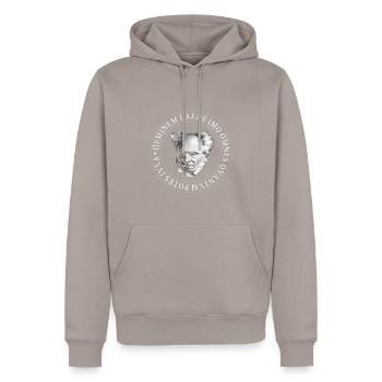 ARTHUR SCHOPENHAUER MORAL PHILOSOPHIE PHILOSOPH - Männer Premium Bio Hoodie - Taupe - Vorne - Nico (187cm)