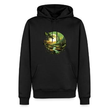 Von der Natur inspirierte landschaftliche Kunst - Männer Premium Bio Hoodie - Schwarz - Vorne - Nico (187cm)