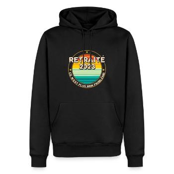 Retraité 2023 Vintage Rétro Cadeau Humour Homme - Sweat à capuche Premium bio Homme - noir - Devant - Nico (187cm)